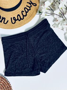 American Eagle Amazingly Soft Knit Lounge Shorts Black Heather Drawstring Small